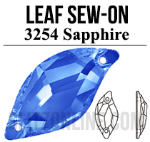 3254 Glitzstone Sapphire Blue Sew On Leaf Rhinestones